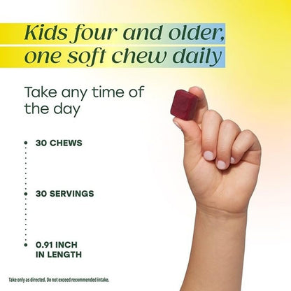 MegaFood Kids One Daily Multivitamin Soft Chews - Kindervitamine mit Vitamin B, C, D & E - ab 4 Jahren, vegetarisch, ohne 9 Hauptallergene - Traubengeschmack - 30 Soft Chews