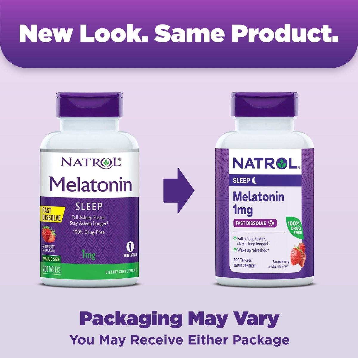 Natrol Melatonin 1 mg Schmelztabletten – 200 Erdbeer-Geschmack Tabletten für erholsamen Schlaf, Schlafunterstützung für Erwachsene