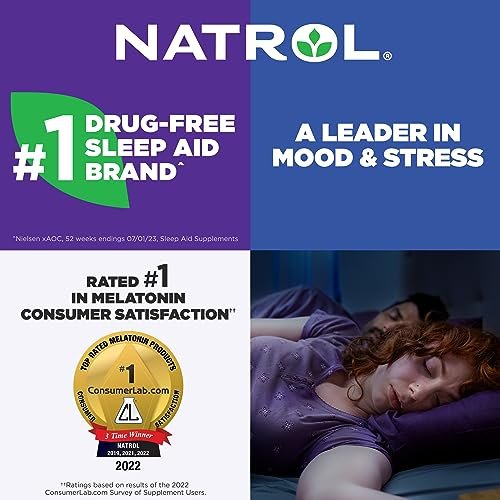 Natrol Melatonin 1 mg Schmelztabletten – 200 Erdbeer-Geschmack Tabletten für erholsamen Schlaf, Schlafunterstützung für Erwachsene