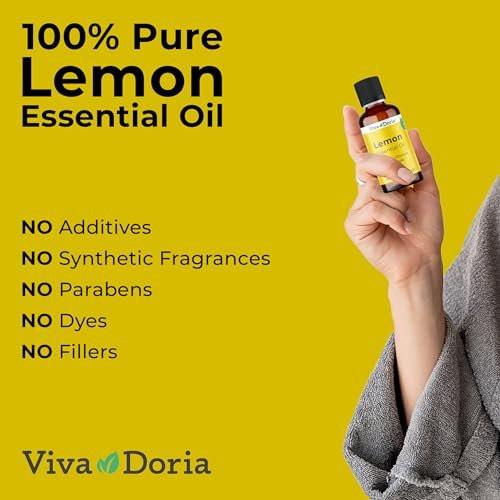 Viva Doria 100% reines Zitronenöl aus den USA, unverdünnt, lebensmittelecht, 30 ml (1 Fl Oz)