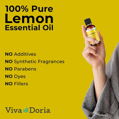 Viva Doria 100% reines Zitronenöl aus den USA, unverdünnt, lebensmittelecht, 30 ml (1 Fl Oz)