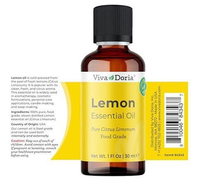 Viva Doria 100% reines Zitronenöl aus den USA, unverdünnt, lebensmittelecht, 30 ml (1 Fl Oz)