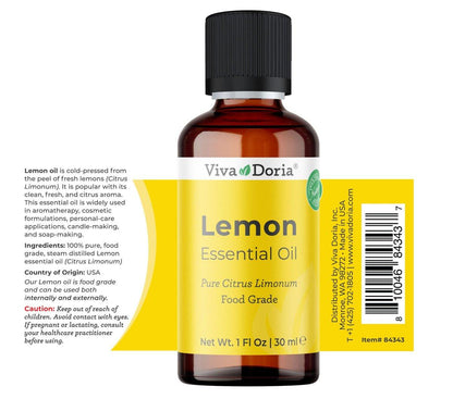 Viva Doria 100% reines Zitronenöl aus den USA, unverdünnt, lebensmittelecht, 30 ml (1 Fl Oz)