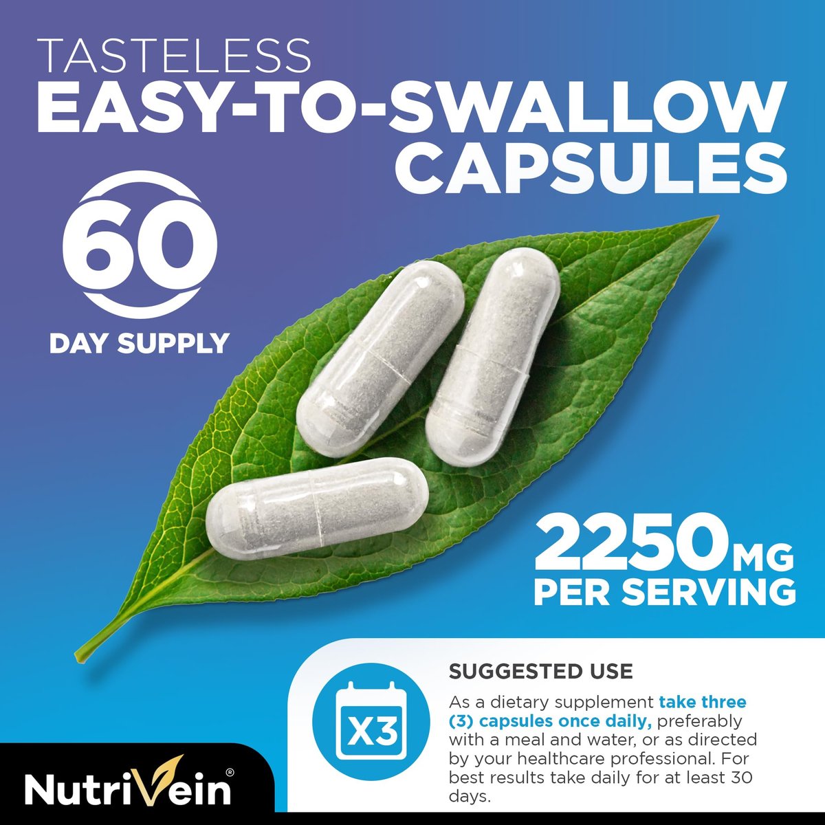 Nutrivein Premium Multi-Kollagen Kapseln 2250 mg – 180 leicht zu schluckende Kollagenkapseln: Typ I, II, III, V, X hydrolysierte Proteinpeptide für Frauen und Männer – Anti-Aging, Gelenke, Haare, Haut, Knochen & Nägel