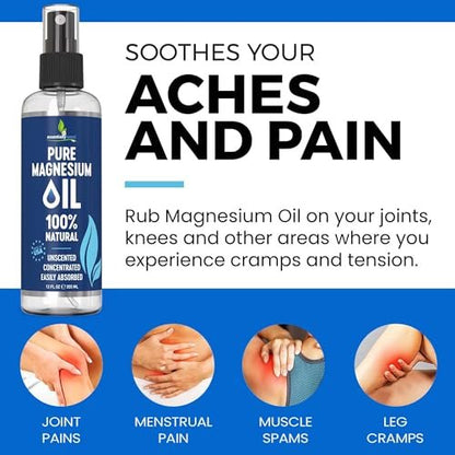 Reines Magnesiumöl Spray 12oz – Topisches Magnesiumspray für Schlaf & Füße – Extra stark – USP-Qualität – 100% natürlich und organisch – gegen Muskelkater & Krämpfe – Weniger Stichgefühl – Weniger Juckreiz – Hergestellt in USA