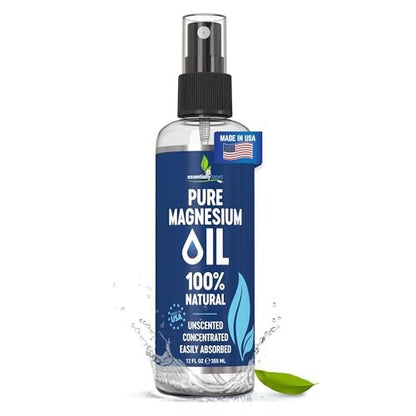 Reines Magnesiumöl Spray 12oz – Topisches Magnesiumspray für Schlaf & Füße – Extra stark – USP-Qualität – 100% natürlich und organisch – gegen Muskelkater & Krämpfe – Weniger Stichgefühl – Weniger Juckreiz – Hergestellt in USA