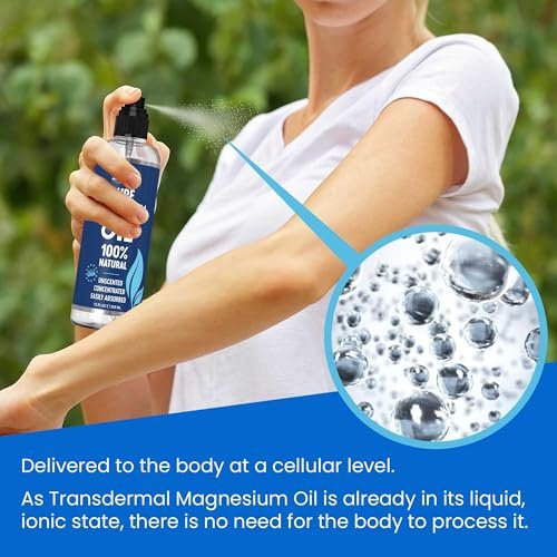 Reines Magnesiumöl Spray 12oz – Topisches Magnesiumspray für Schlaf & Füße – Extra stark – USP-Qualität – 100% natürlich und organisch – gegen Muskelkater & Krämpfe – Weniger Stichgefühl – Weniger Juckreiz – Hergestellt in USA