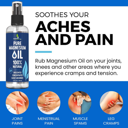 Reines Magnesiumöl Spray 12oz – Topisches Magnesiumspray für Schlaf & Füße – Extra stark – USP-Qualität – 100% natürlich und organisch – gegen Muskelkater & Krämpfe – Weniger Stichgefühl – Weniger Juckreiz – Hergestellt in USA