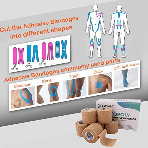 GSPCARE Selbsthaftende Kohäsive Bandagen 24 Stück 5 cm x 4,5 m, Medizinisches Tape, Atmungsaktiv, Dehnbar, Erste Hilfe, Nicht gewebte Rollen, Sport, Knöchelverstauchungen & Schwellungen