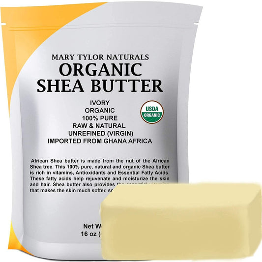 Mary Tylor Naturals Bio Sheabutter 450 g – USDA-zertifiziert, roh, unraffiniert, Elfenbein aus Ghana – Ideal für Haar, Haut und DIY-Projekte