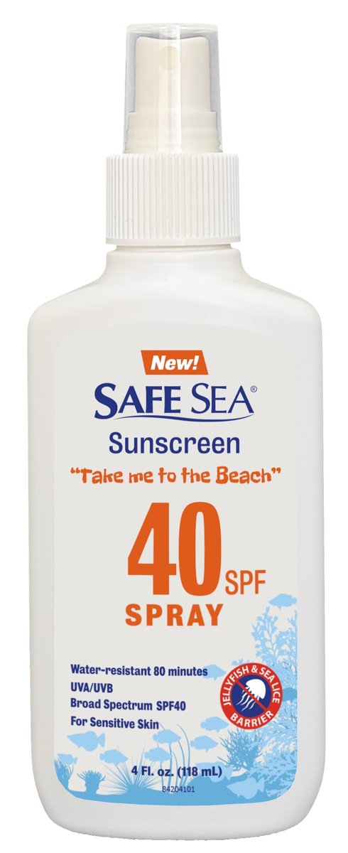 Safe Sea Sonnencreme mit Quallenschutz SPF 40+ Spray 118 ml – Wasserfest, Biologisch abbaubar, Riffschonend – Körper- und Gesichtssonnencreme gegen Quallen- und Seeläuse-Stiche