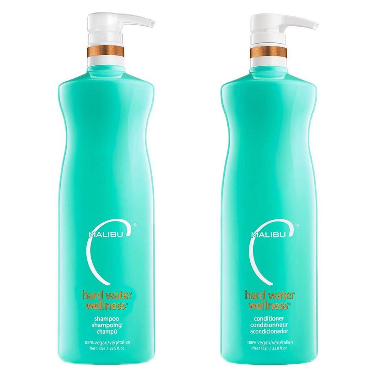 Malibu C Hard Water Wellness Shampoo & Conditioner Duo – Feuchtigkeitsspendende Haarpflege für Glanz und Kämmbarkeit – Schützt vor wasserbedingten Elementen, die trockenes, geschädigtes Haar verursachen (33,8 oz)
