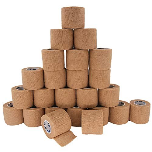 GSPCARE Selbsthaftende Kohäsive Bandagen 24 Stück 5 cm x 4,5 m, Medizinisches Tape, Atmungsaktiv, Dehnbar, Erste Hilfe, Nicht gewebte Rollen, Sport, Knöchelverstauchungen & Schwellungen