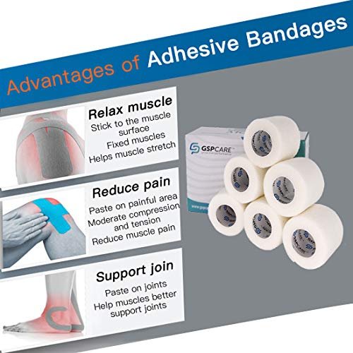 Selbstklebende elastische Mullbinden 6 Stück 7,5 cm x 4,5 m, medizinisches Tape, atmungsaktiv, dehnbar, für Sport und Erste Hilfe, weiß