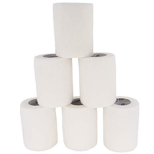 Selbstklebende elastische Mullbinden 6 Stück 7,5 cm x 4,5 m, medizinisches Tape, atmungsaktiv, dehnbar, für Sport und Erste Hilfe, weiß