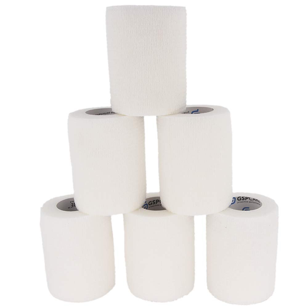 Selbstklebende elastische Mullbinden 6 Stück 7,5 cm x 4,5 m, medizinisches Tape, atmungsaktiv, dehnbar, für Sport und Erste Hilfe, weiß