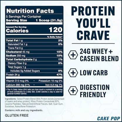 PEScience Select Protein Pulver – Molke- und Kasein-Mischung, mageres Proteinpulver für Frauen und Männer, kalorienarm, kohlenhydratarm, keto-freundlich, glutenfrei, Cake Pop – 5 Portionen