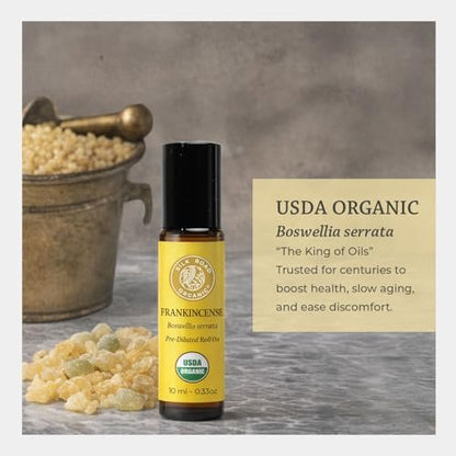 Silk Road Organic Weihrauch Serrata Roll-On – 100 % reines, USDA-zertifiziertes Bio-Öl für Aromatherapie, 10 ml