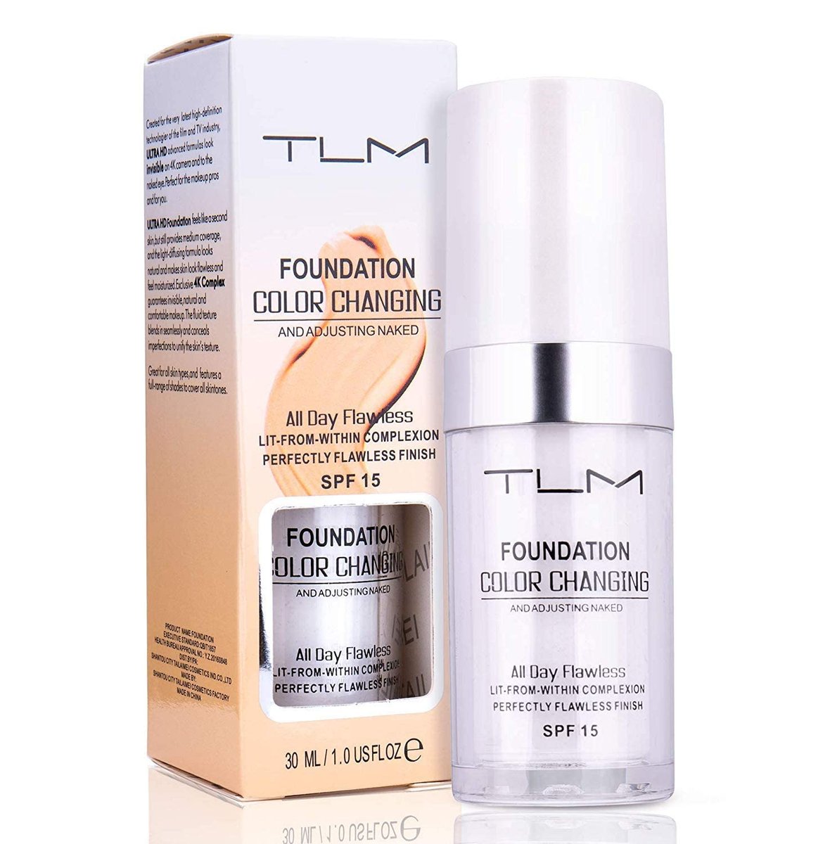 KOSIMI 30ml TLM Farbwechsel-Foundation – Weiße Basis passt sich Ihrem Hautton an