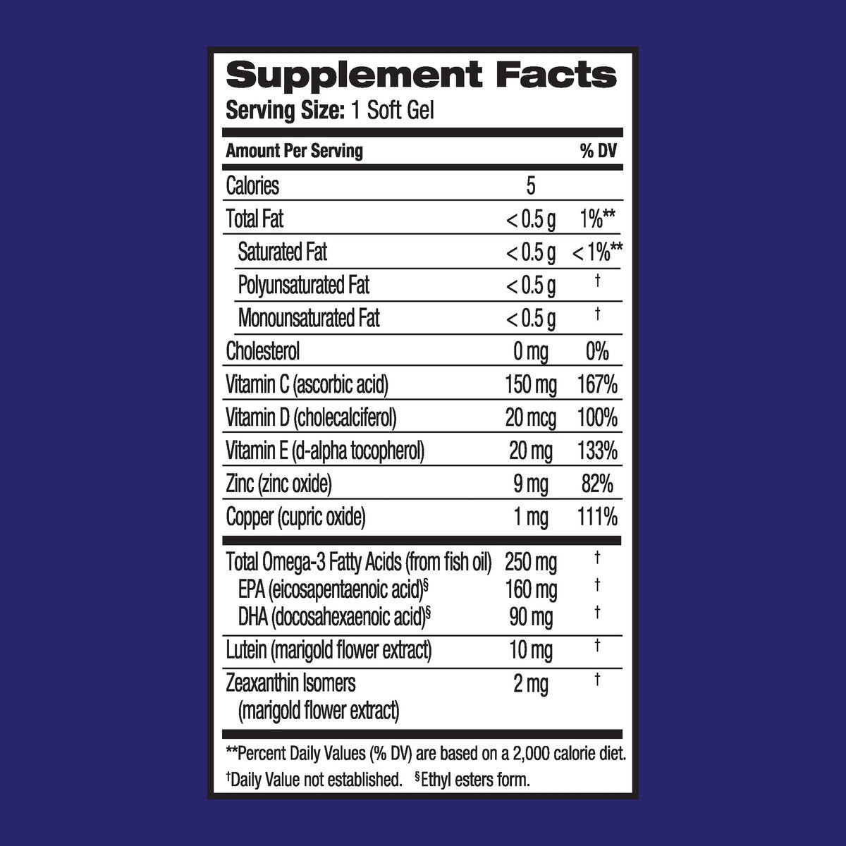 Ocuvite Eye Performance Vitamin- & Mineralergänzung mit Lutein, Zeaxanthin, Vitamin C, D, E, Zink und Omega-3 – 30 Weichkapseln
