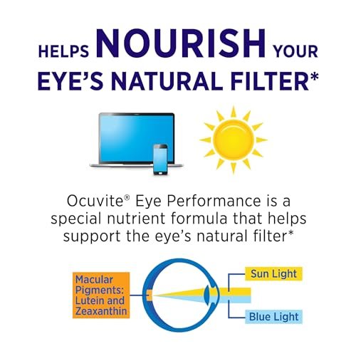 Ocuvite Eye Performance Vitamin- & Mineralergänzung mit Lutein, Zeaxanthin, Vitamin C, D, E, Zink und Omega-3 – 30 Weichkapseln