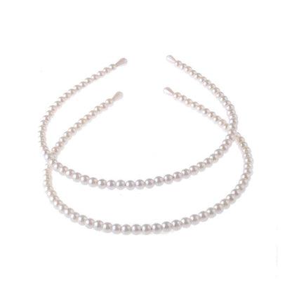 Aysekone 2er-Pack Perlen-Stirnband im schlichten Design – Damen Haarreif mit echten Perlen für Hochzeit, Party und Brautmoden