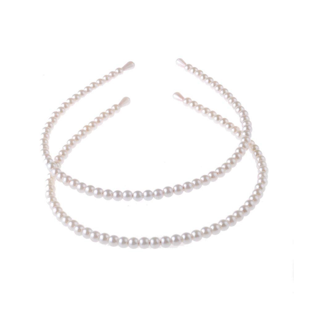 Aysekone 2er-Pack Perlen-Stirnband im schlichten Design – Damen Haarreif mit echten Perlen für Hochzeit, Party und Brautmoden