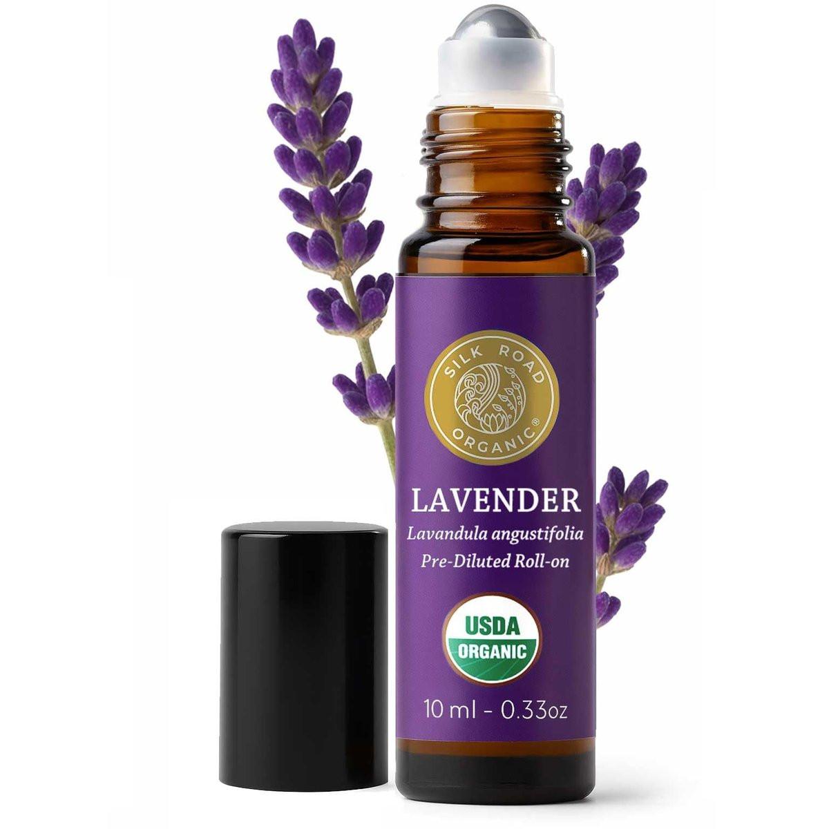 Silk Road Organic Bio-Lavendelöl Roll-On für Stressabbau, Schlaf, Ruhe & Entspannung | USDA-zertifiziertes Aromatherapie-Roller (10 ml)