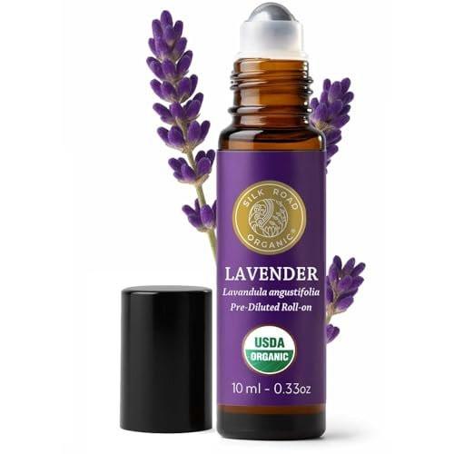 Silk Road Organic Bio-Lavendelöl Roll-On für Stressabbau, Schlaf, Ruhe & Entspannung | USDA-zertifiziertes Aromatherapie-Roller (10 ml)