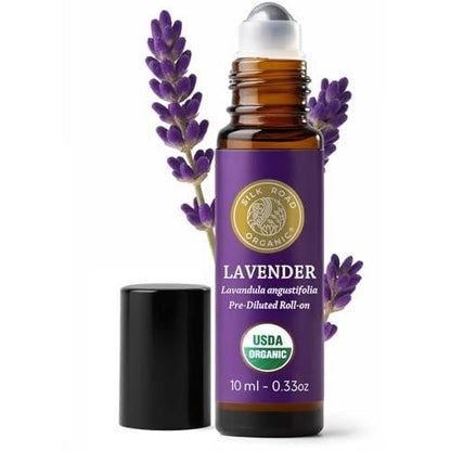 Silk Road Organic Bio-Lavendelöl Roll-On für Stressabbau, Schlaf, Ruhe & Entspannung | USDA-zertifiziertes Aromatherapie-Roller (10 ml)