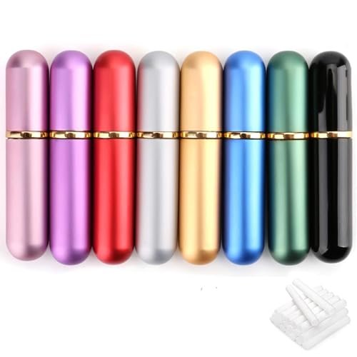 Bekith Set mit 8 leeren Aromatherapie-Inhalatoren, wiederverwendbare Naseninhalator-Röhrchen aus Aluminium und Glas, tragbare Naseninhalatoren mit 20 Baumwolldochten