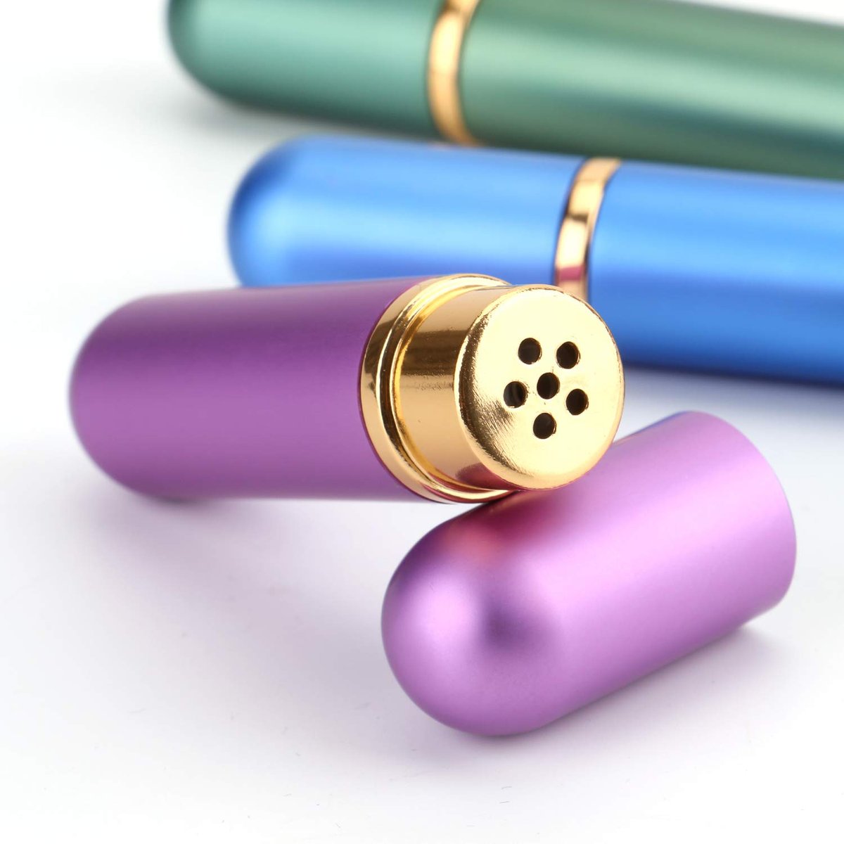 Bekith Set mit 8 leeren Aromatherapie-Inhalatoren, wiederverwendbare Naseninhalator-Röhrchen aus Aluminium und Glas, tragbare Naseninhalatoren mit 20 Baumwolldochten