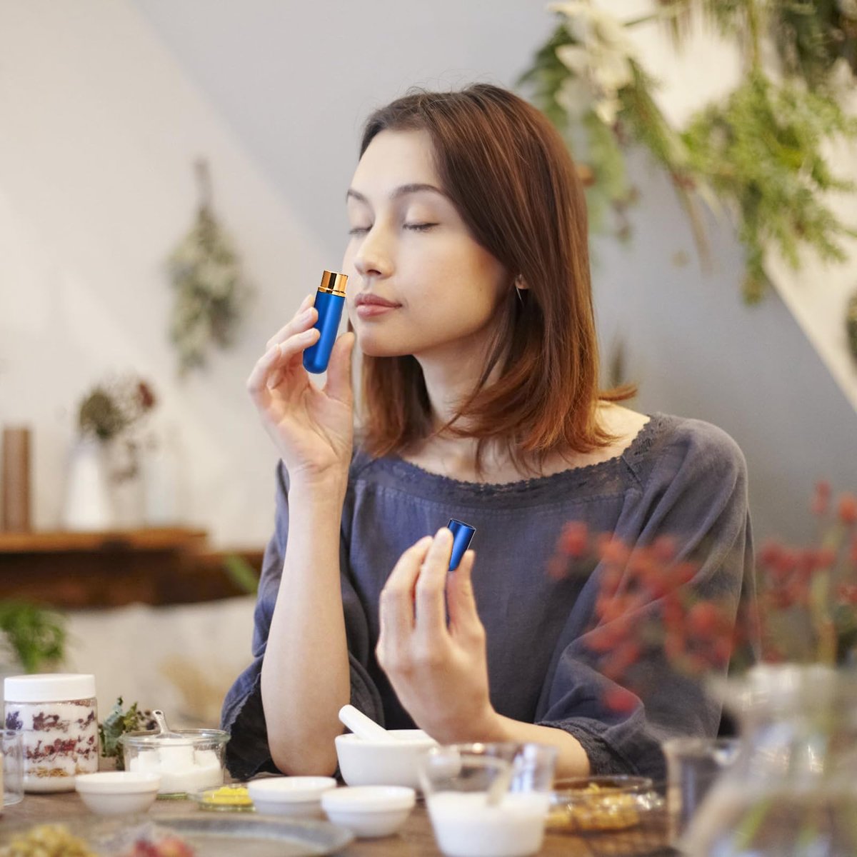 Bekith Set mit 8 leeren Aromatherapie-Inhalatoren, wiederverwendbare Naseninhalator-Röhrchen aus Aluminium und Glas, tragbare Naseninhalatoren mit 20 Baumwolldochten
