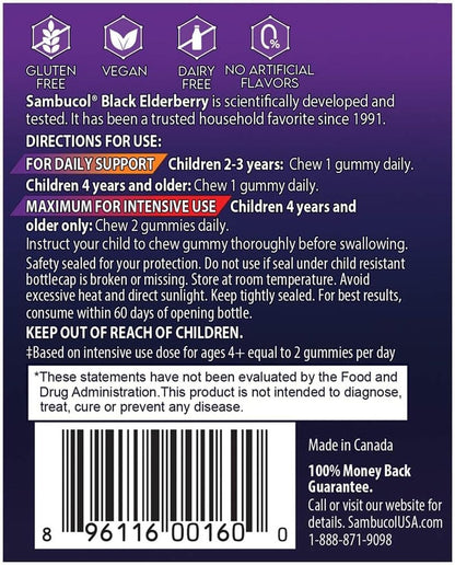 Sambucol Holunderbeeren Gummibärchen für Kinder - Mit Zink und Vitamin C, zuckerarm, Beerengeschmack - 30 Stück
