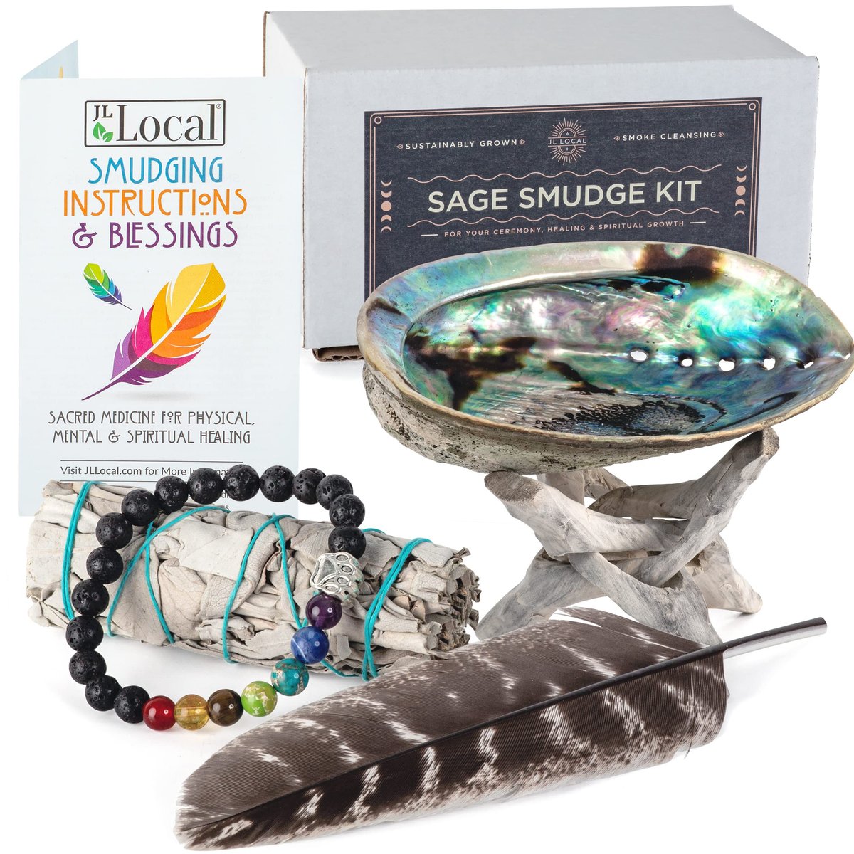 Weißer Salbei Smudging Set – Anfänger-Kit mit Anleitung & Segnungen