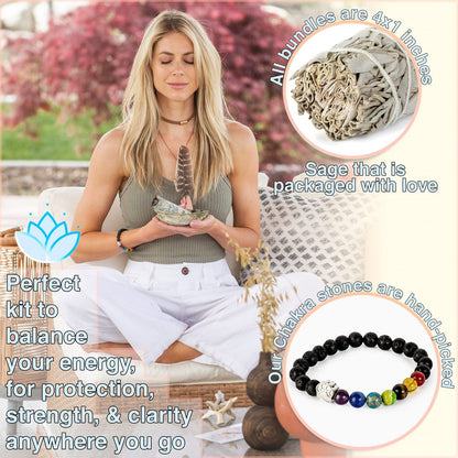 Weißer Salbei Smudging Set – Anfänger-Kit mit Anleitung & Segnungen