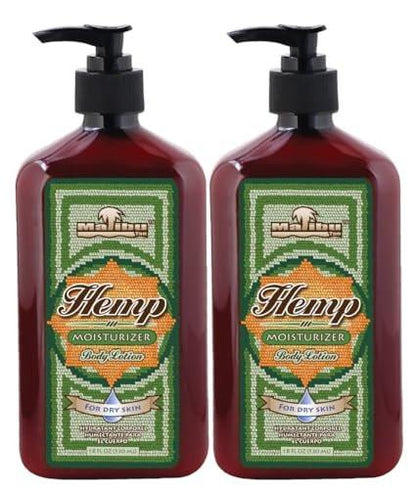 Malibu Tan Körperlotion für trockene Haut mit Hanf-Feuchtigkeitspflege, 18 fl oz (2 x 9 fl oz)