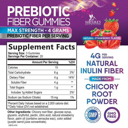 Faser Gummibärchen für Erwachsene – Tägliche Verdauungsgesundheit und Regelmäßigkeit – Lösliche Ballaststoffe 4 g pro Portion – Präbiotische Darmunterstützung – Pflanzlich – 60 Gummibärchen
