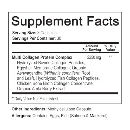 NutriFlair Multi Collagen Peptide 2250mg, 90 Kapseln – Typ I, II, III, V, X – Kollagenkomplex für Frauen und Männer – Hydrolysiertes Protein, gesundes Haar, Haut, Nägel – Non-GMO