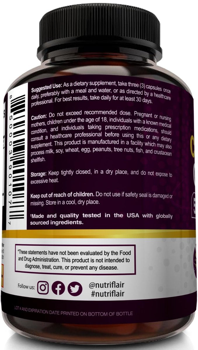NutriFlair Multi Collagen Peptide 2250mg, 90 Kapseln – Typ I, II, III, V, X – Kollagenkomplex für Frauen und Männer – Hydrolysiertes Protein, gesundes Haar, Haut, Nägel – Non-GMO