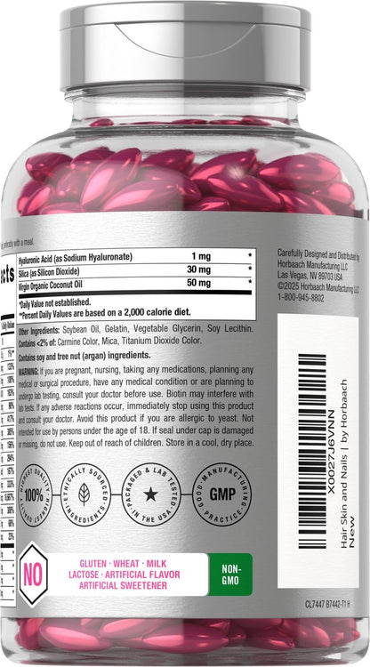 Horbäach Haar, Haut und Nägel Vitamine | 300 Softgels | mit Biotin und Kollagen | Angereichert mit Arganöl und Kokosöl | Nicht-GMO, glutenfrei