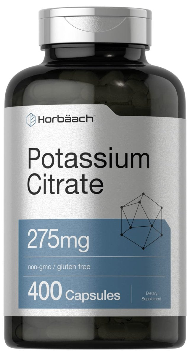 Horbäach Kaliumcitrat 275 mg | 400 Kapseln | Non-GMO, Glutenfrei