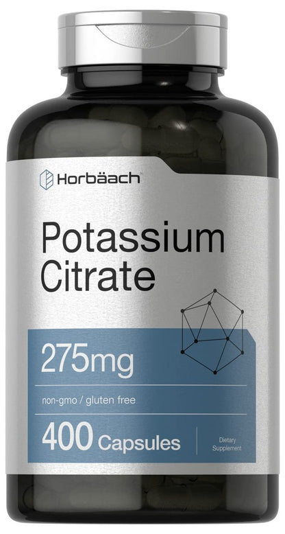 Horbäach Kaliumcitrat 275 mg | 400 Kapseln | Non-GMO, Glutenfrei