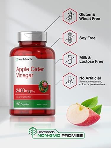 Horbäach Apfelessig Kapseln | 2400 mg | 150 Stück | Nicht-GVO, Glutenfrei