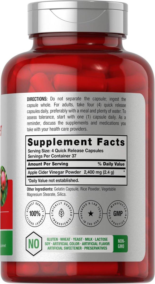Horbäach Apfelessig Kapseln | 2400 mg | 150 Stück | Nicht-GVO, Glutenfrei