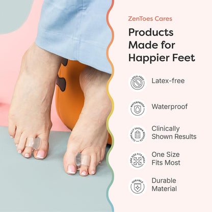 ZenToes Gel-Zehenspreizer für Ballenzehen – Korrektur überlappender Zehen und Schmerzlinderung – 1 Packung mit 4 (Transparent)