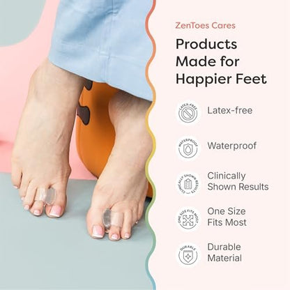 ZenToes Gel-Zehenspreizer für Ballenzehen – Korrektur überlappender Zehen und Schmerzlinderung – 1 Packung mit 4 (Transparent)