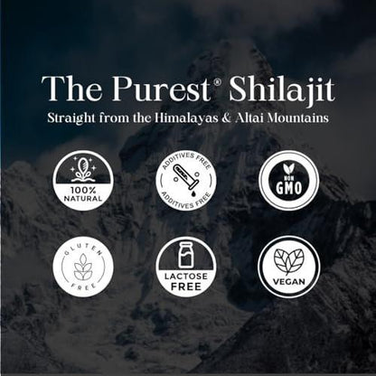 Reines Himalaya Shilajit | 100% reines natürliches Shilajit Grade A Max Potency 85+ Spurenelemente & Fulvinsäure | 3rd Party US Labor getestet | Trockene Tropfen | 12g (60 Stück)