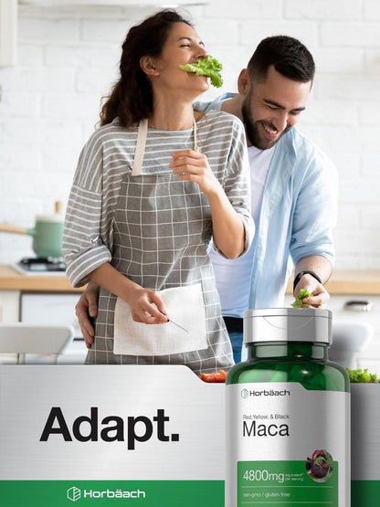 Horbäach Maca-Wurzel Kapseln für Männer und Frauen | 120 Kapseln | Hochwirksamer Extrakt | Nicht-GVO und glutenfreie Formel