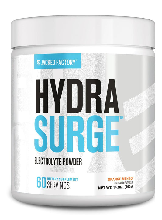 Jacked Factory HYDRASURGE Elektrolytpulver – Hydrationspräparat mit Mineralien, Himalaya-Salz, Kokoswasser – Keto-freundlich, zuckerfrei, natürlich gesüßt – 60 Portionen, Orange Mango